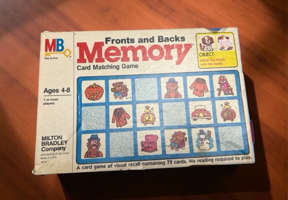 Vintage 1980 Milton Bradley Memory Fronts And Backs Matching Game COMPLETE